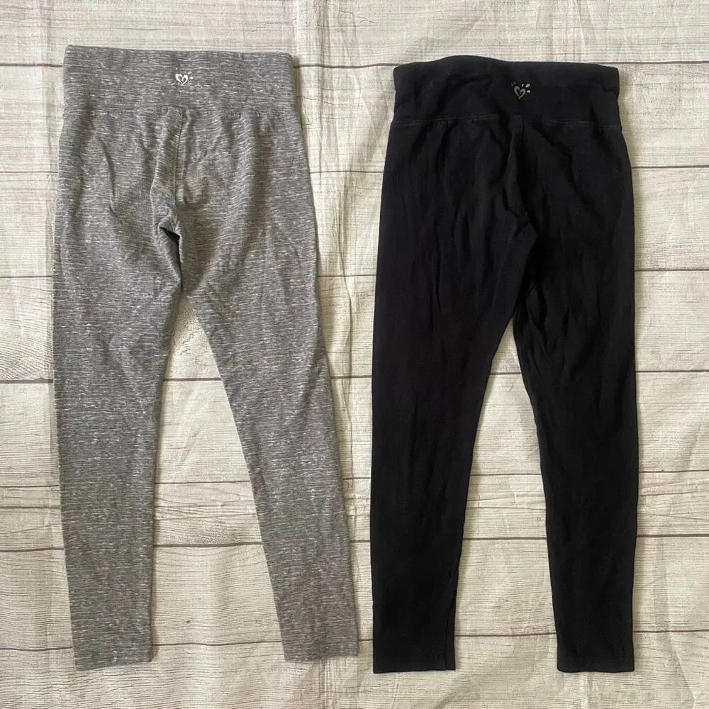 Justice youth girls 8 bundle of pull on leggings black & grey